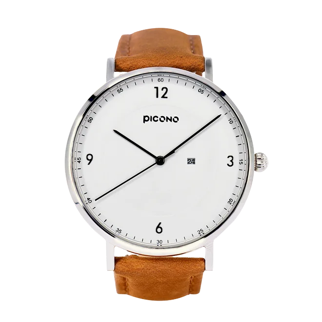 Leather strap wrist watch / White